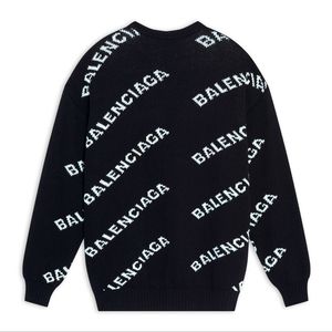 women allover logo sweater in black and white wool knit size XL